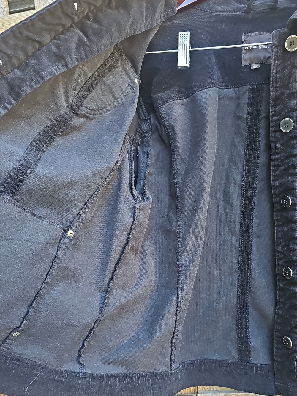 Black Corduroy Cotton Ginny Button-Up Jacket - Picture 8 of 10